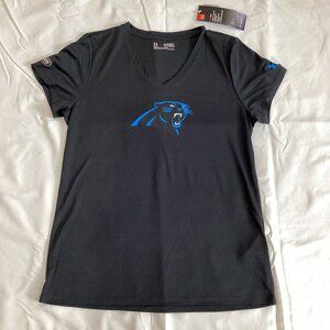 Under Armour Black V-Neck Carolina Panthers Top - NWT - Large